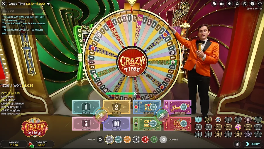 Estratégia de Caça aos Bónus no Crazy Time