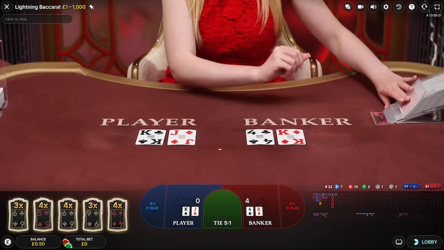 Lightning Baccarat Gameplay