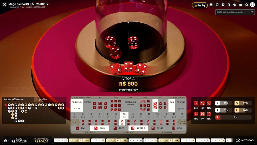Mega Sic Bo Live Pragmatic Play